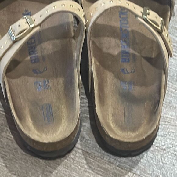 Birkenstock 40 9 tan studded sandals Franca soft footbed - Picture 7 of 12